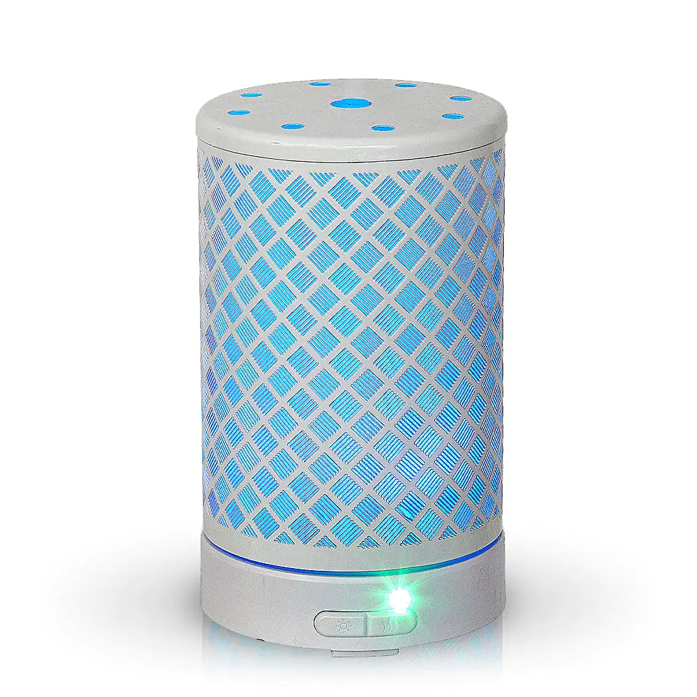 AROMAR Essential Ultrasonic Oil Diffuser Cool Mist Humidifier & Aromatherapy Metal Diffusers for Essential Oils with Auto Shut-Off and 7 Colors LED for Home and Office (White Rhomboid)